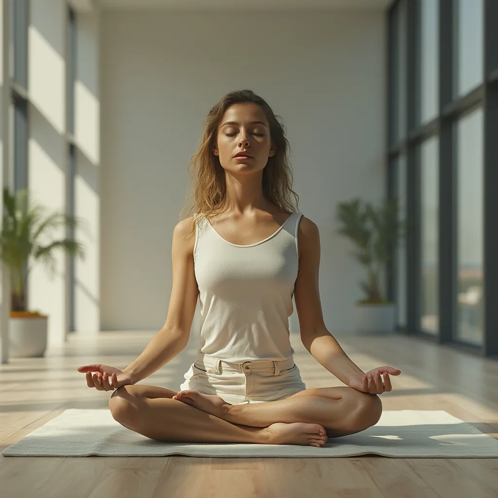 Persona meditando en la naturaleza